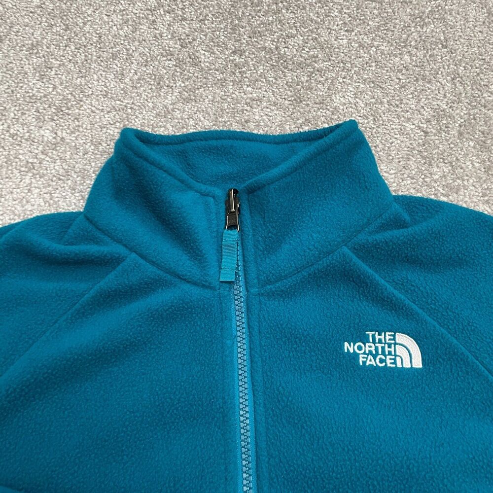 The North Face Khumbu Fleece Jacket Girls Kids Large Teal Blue Full Zip Outdoor - Picture 9 of 10